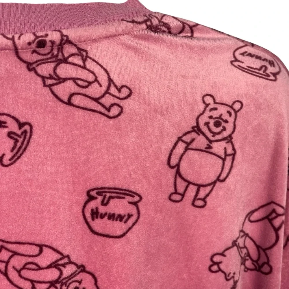 Disney Winnie The Pooh Stretch Velour Pink 2 Piece Pajamas Loungewear Womens XXL